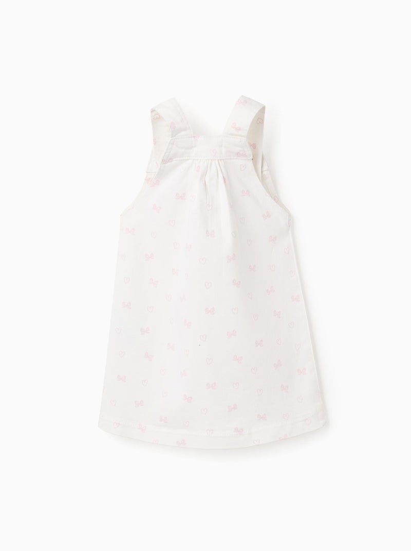 Robe-salopette en sergé avec motif Beige clair - Kiabi