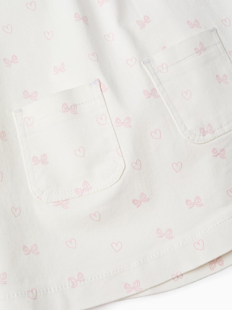 Robe-salopette en sergé avec motif Beige clair - Kiabi