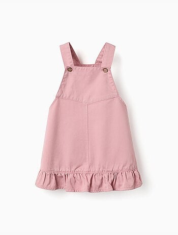 Robe salopette en sergé avec ourlet à volants