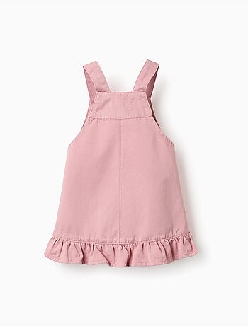Robe salopette en sergé avec ourlet à volants