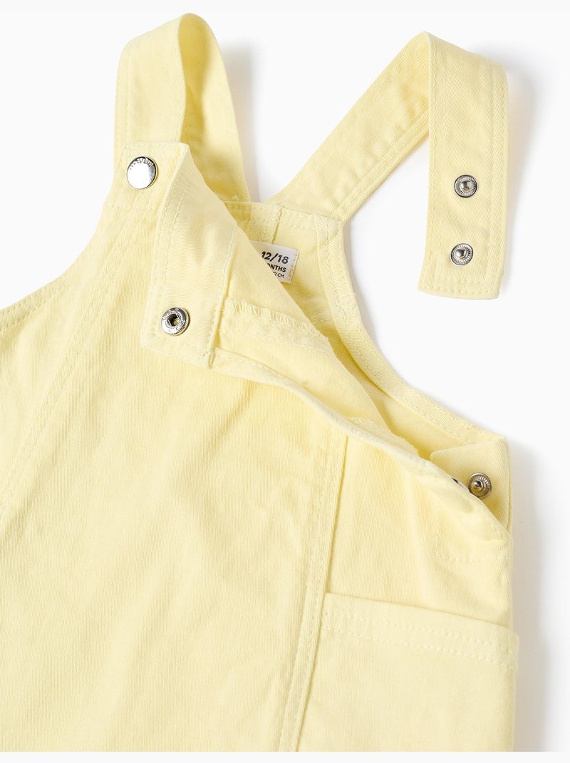 Robe salopette en sergé avec poches Jaune clair - Kiabi