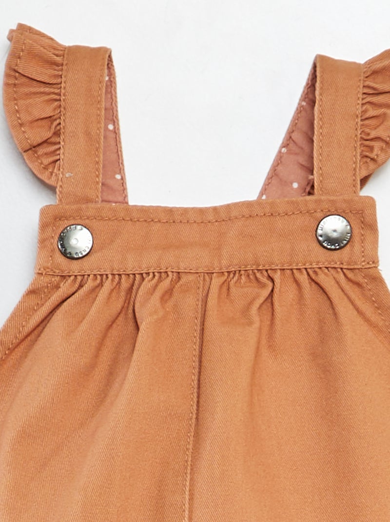 Robe salopette en twill MARRON - Kiabi