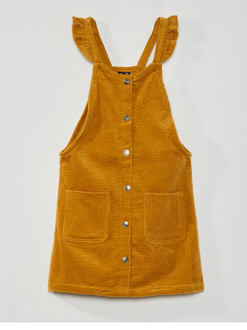 Robe salopette en velours Beige - Kiabi