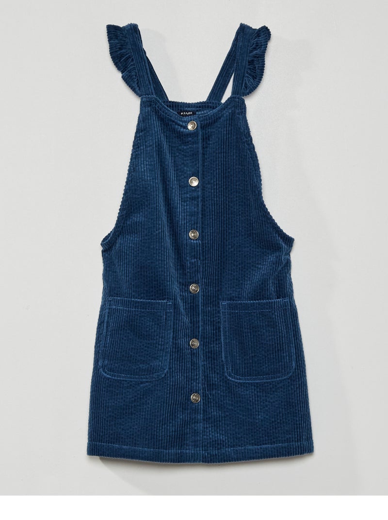 Robe salopette en velours bleu foncé - Kiabi
