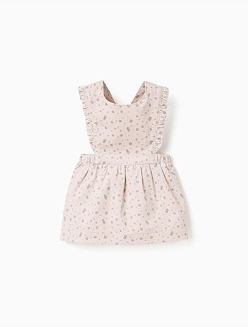 Robe salopette en velours côtelé à motif floral