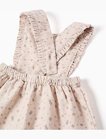 Robe salopette en velours côtelé à motif floral