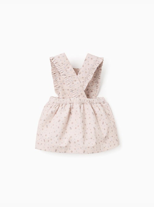Robe salopette en velours côtelé à motif floral - Kiabi