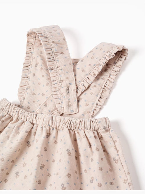 Robe salopette en velours côtelé à motif floral - Kiabi
