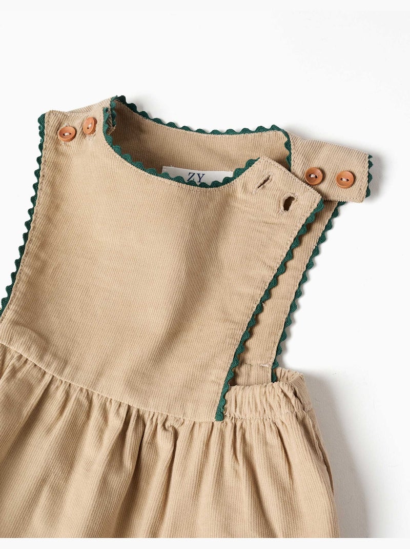 Robe salopette en velours côtelé avec poches Beige clair - Kiabi
