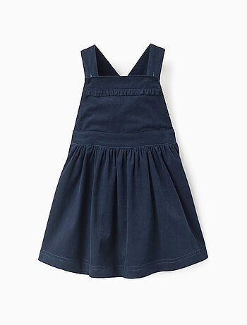 Robe-Salopette en Velours Côtelé avec Volants