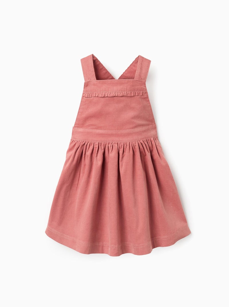 Robe-Salopette en Velours Côtelé avec Volants Rose - Kiabi