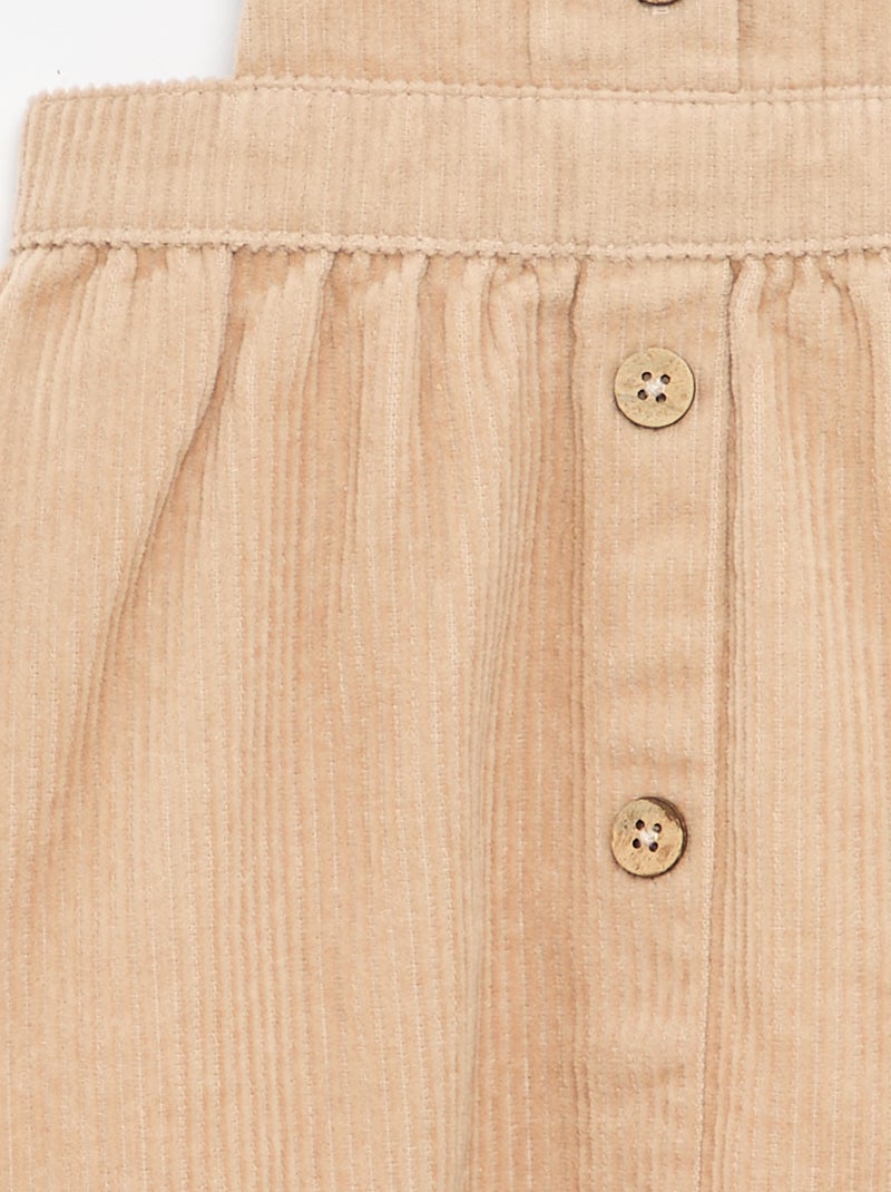 Robe salopette en velours côtelé Beige - Kiabi