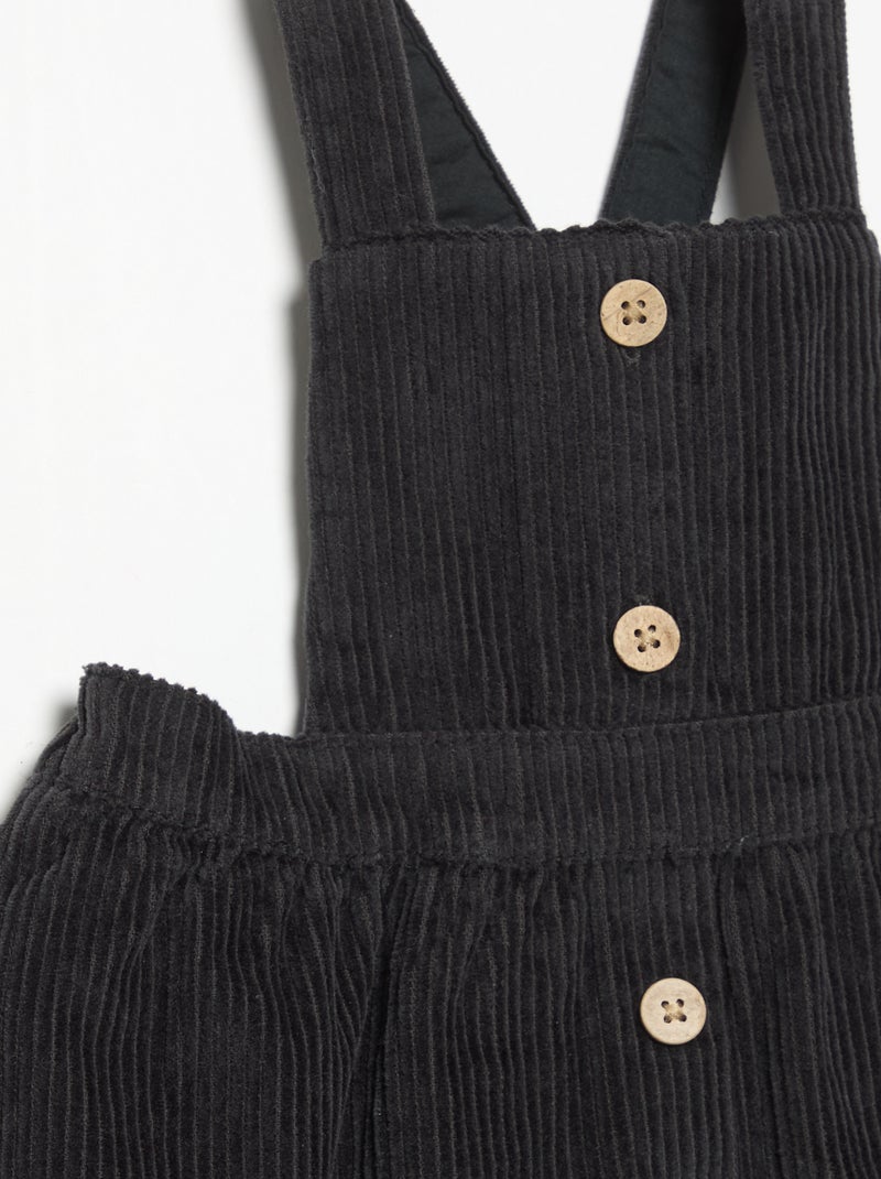 Robe salopette en velours côtelé Noir - Kiabi