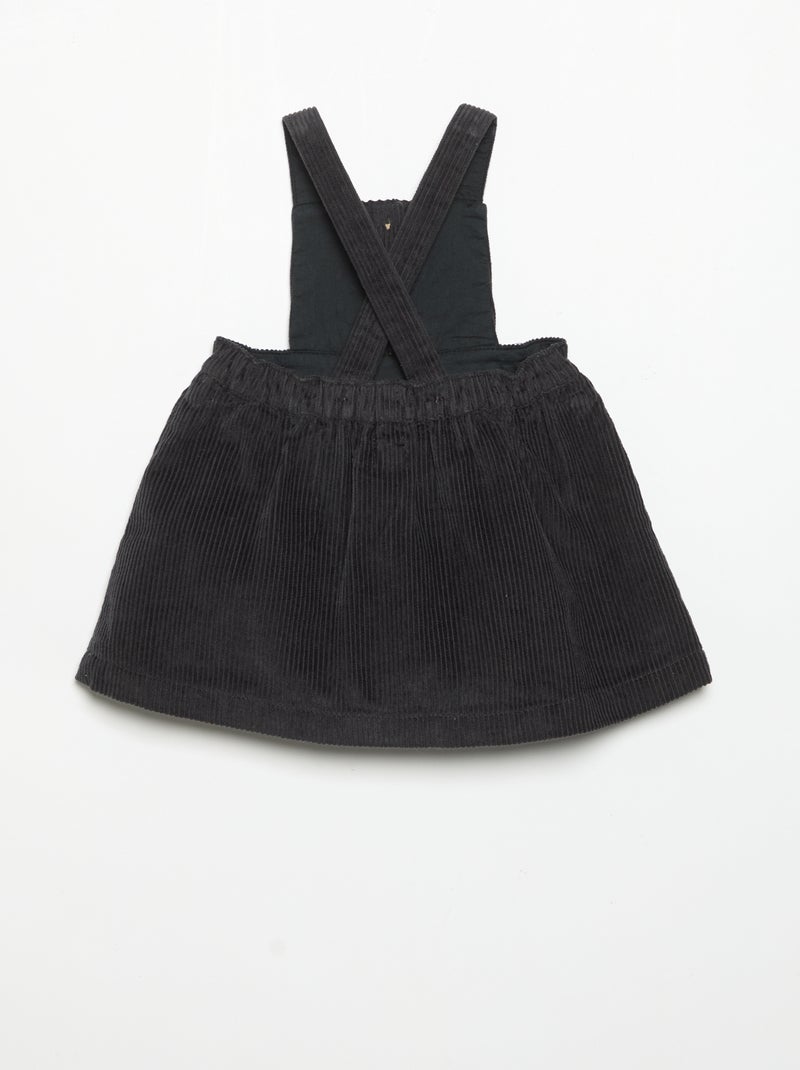 Robe salopette en velours côtelé Noir - Kiabi
