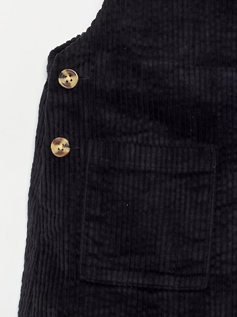 Robe salopette en velours côtelé Noir - Kiabi