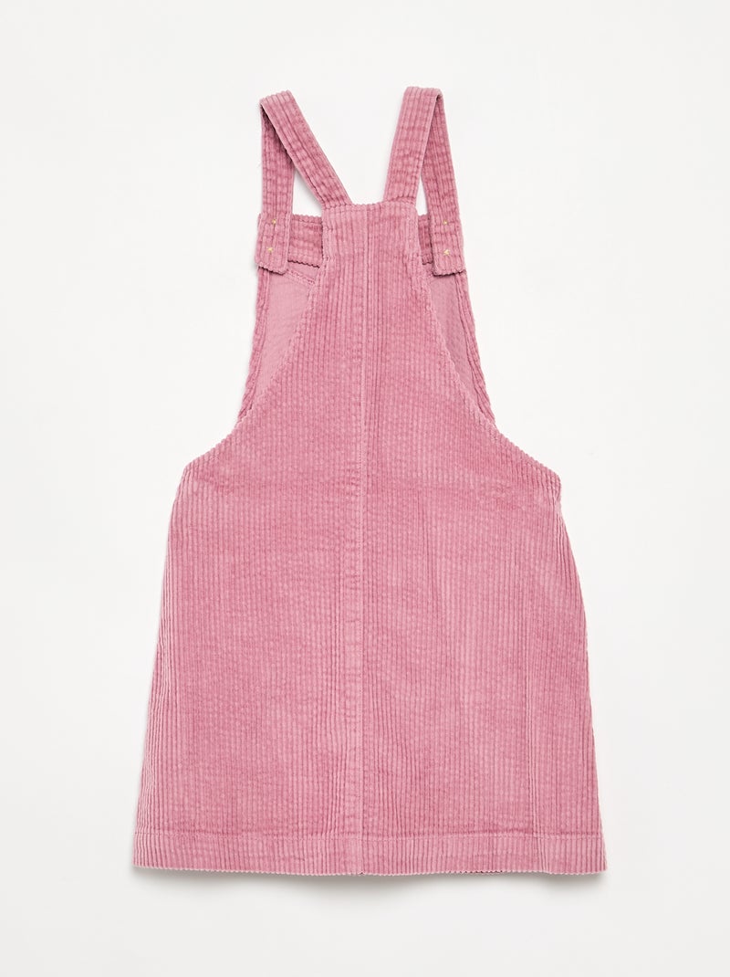 Robe salopette en velours côtelé Rose - Kiabi