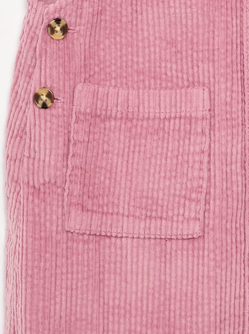 Robe salopette en velours côtelé Rose - Kiabi