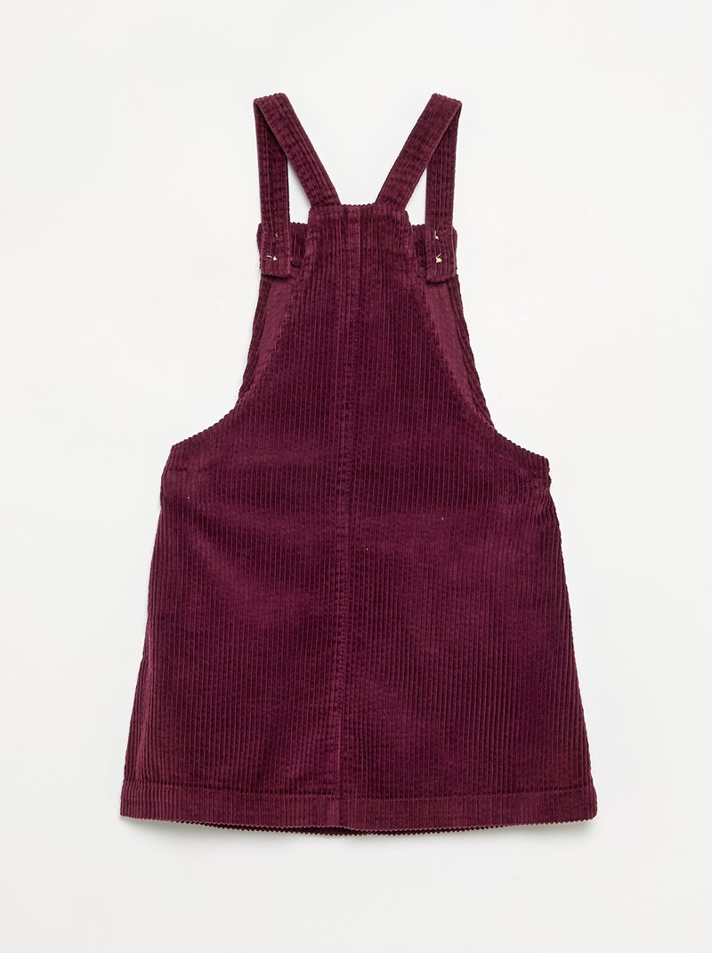 Robe salopette en velours côtelé Rose - Kiabi