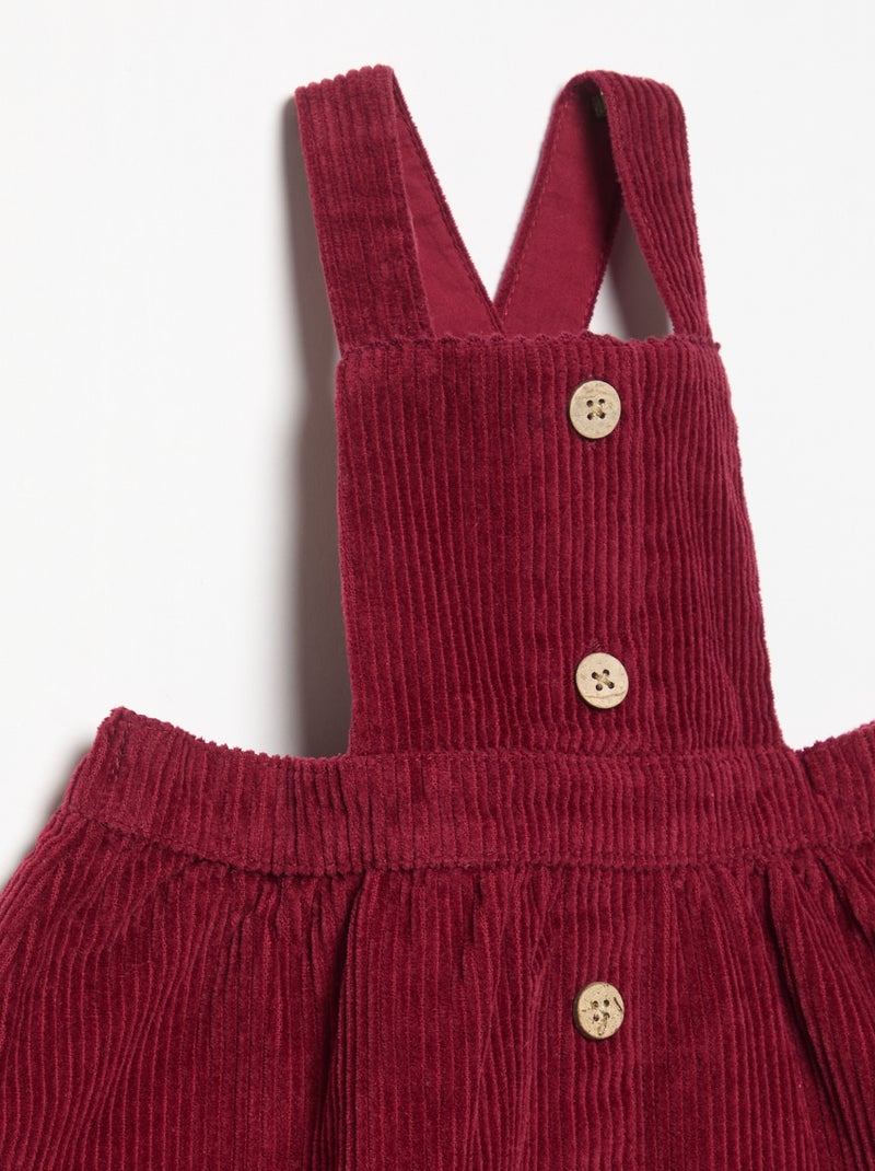 Robe salopette en velours côtelé Rouge - Kiabi