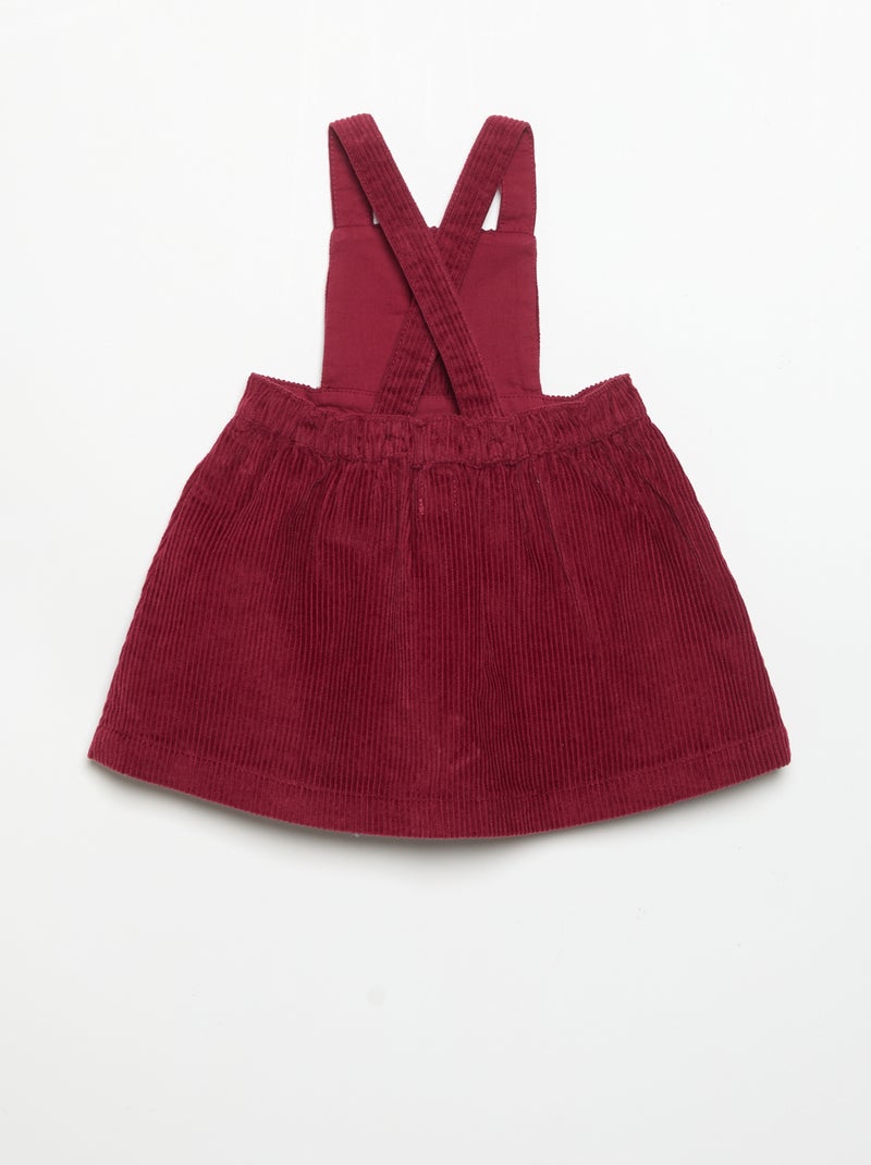 Robe salopette en velours côtelé Rouge - Kiabi