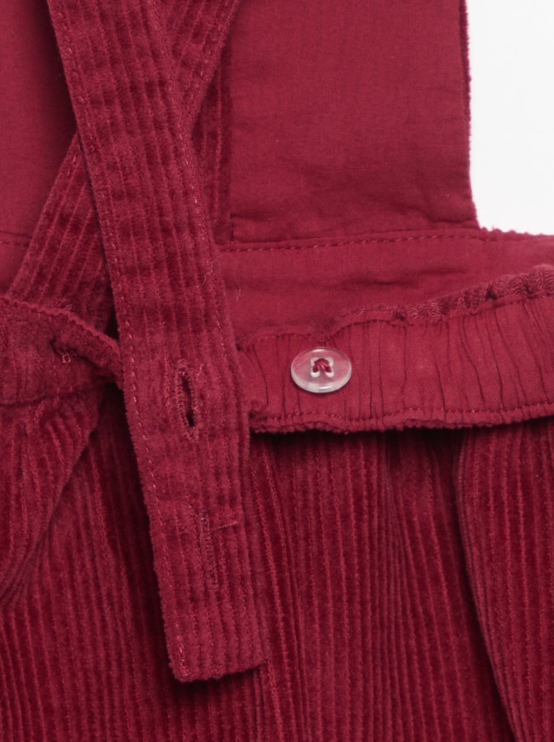 Robe salopette en velours côtelé Rouge - Kiabi
