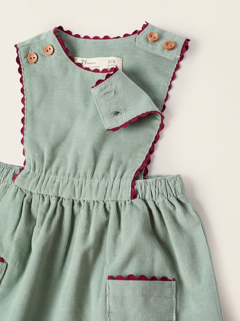 Robe-Salopette en Velours Côtelé Vert - Kiabi