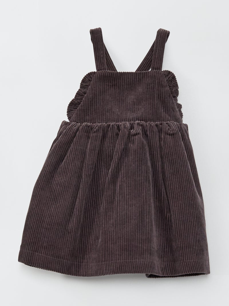 Robe salopette en velours gris anthracite - Kiabi