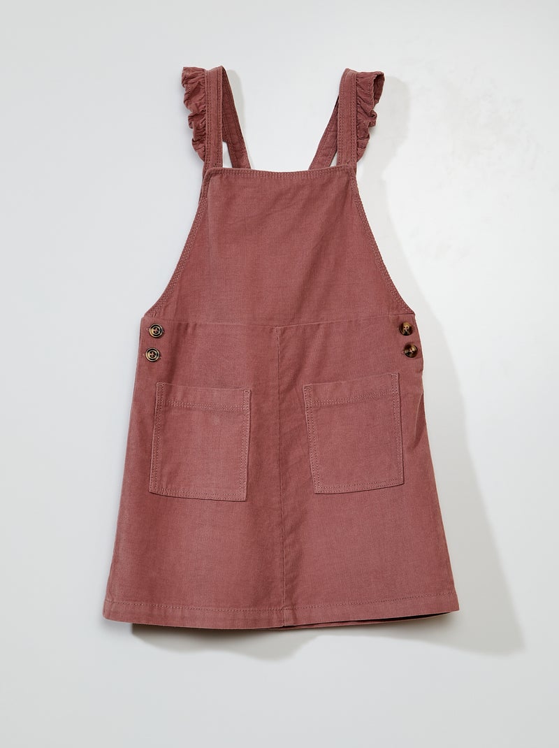 Robe salopette en velours Rose - Kiabi