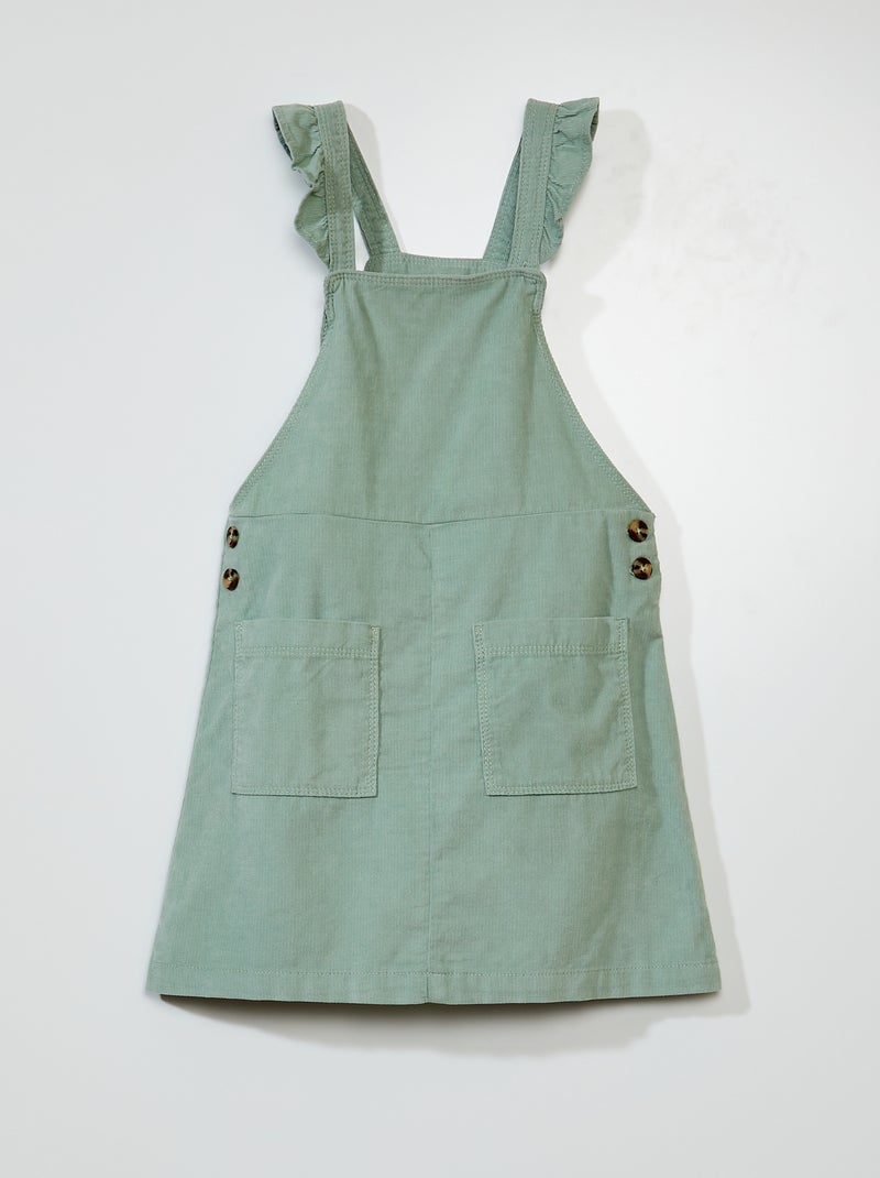 Robe salopette en velours Vert - Kiabi