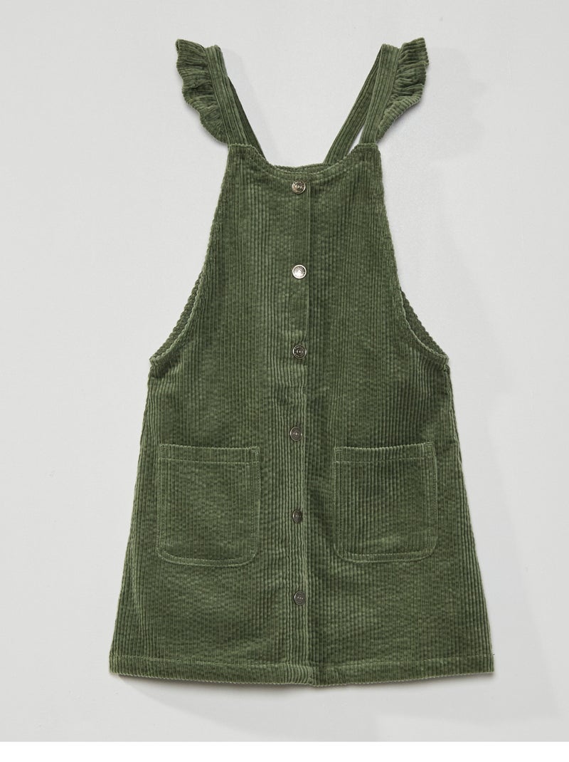 Robe salopette en velours Vert - Kiabi