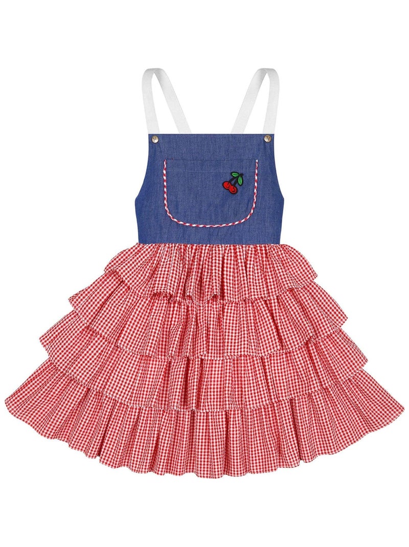 Robe Salopette Été   Carreaux Vichy    GIGI - La Faute à Voltaire Bleu Rouge - Kiabi