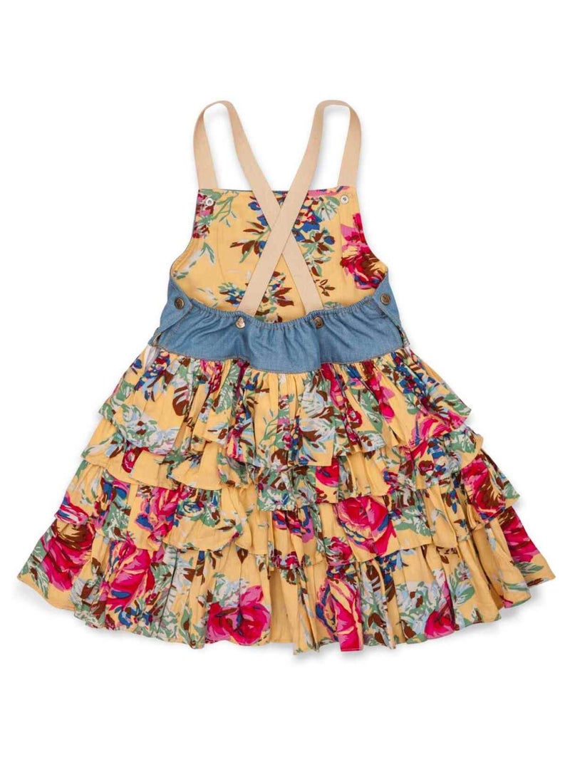 Robe Salopette  Été  Volants Liberty   GIGI - La Faute à Voltaire Bleu Jaune - Kiabi