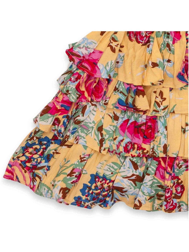 Robe Salopette  Été  Volants Liberty   GIGI - La Faute à Voltaire Bleu Jaune - Kiabi