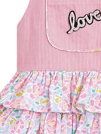 Robe Salopette Fille Fleurie Rose Bleu Pâle GIGI - 'LA FAUTE A VOLTAIRE'