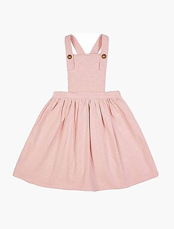 Robe Salopette Fille Velours Rose Pastel ECOLIÈRE - 'LA FAUTE A VOLTAIRE'