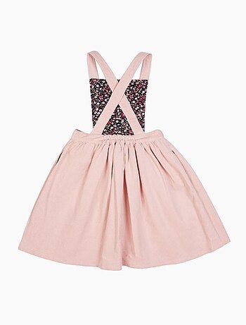 Robe Salopette Fille Velours Rose Pastel ECOLIÈRE - 'LA FAUTE A VOLTAIRE'