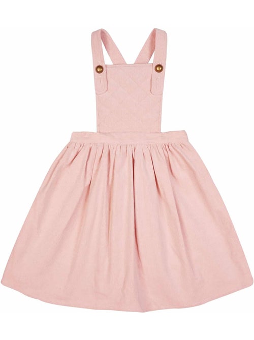 Robe Salopette Fille  Velours Rose Pastel  ECOLIÈRE - 'LA FAUTE A VOLTAIRE' - Kiabi