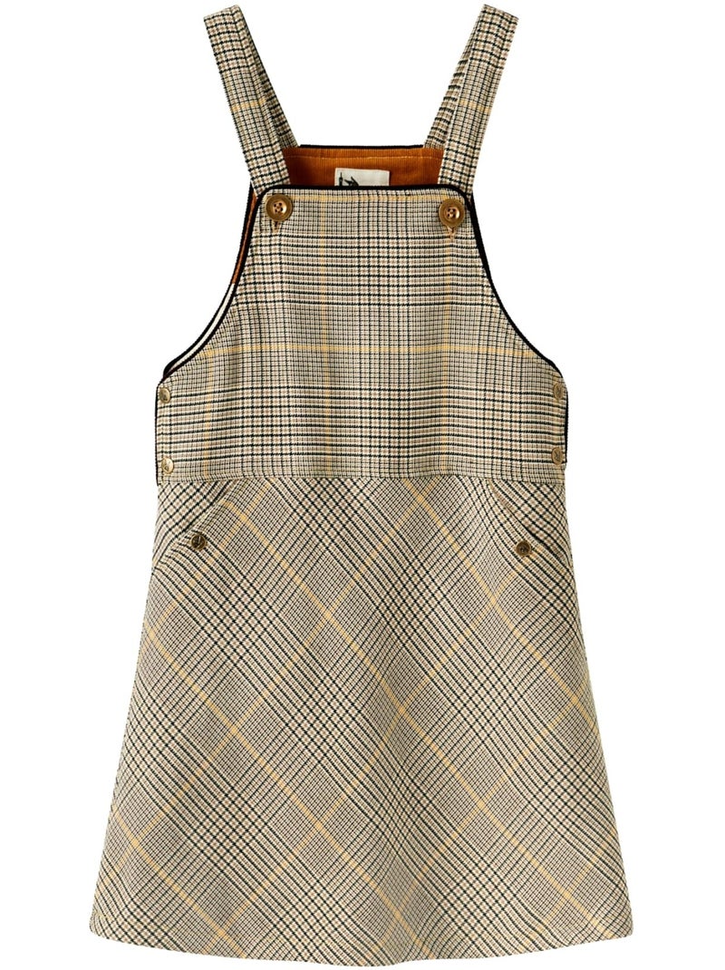 Robe Salopette  Hiver à Carreaux Tartan   LOLA - La Faute à Voltaire Marron clair - Kiabi