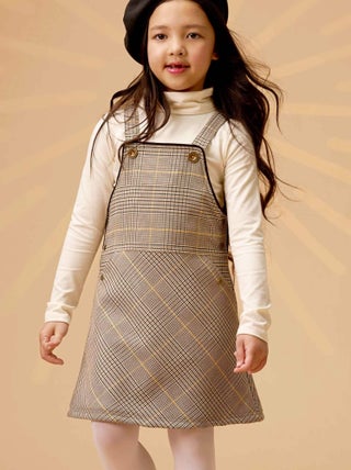 Robe Salopette Hiver Fille  Carrx Tartan Marron Jaune   LOLA - La Faute à Voltaire