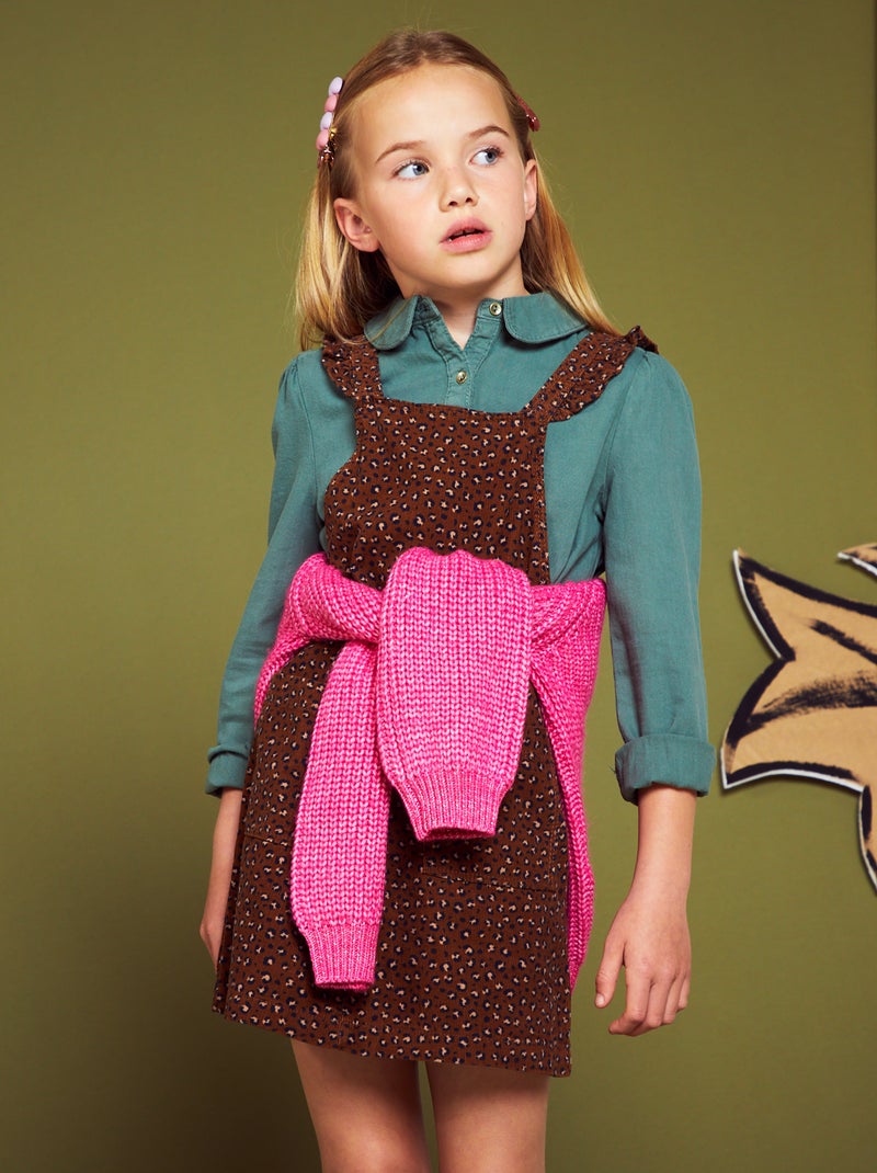 Robe salopette léopard en velours Marron léopard - Kiabi