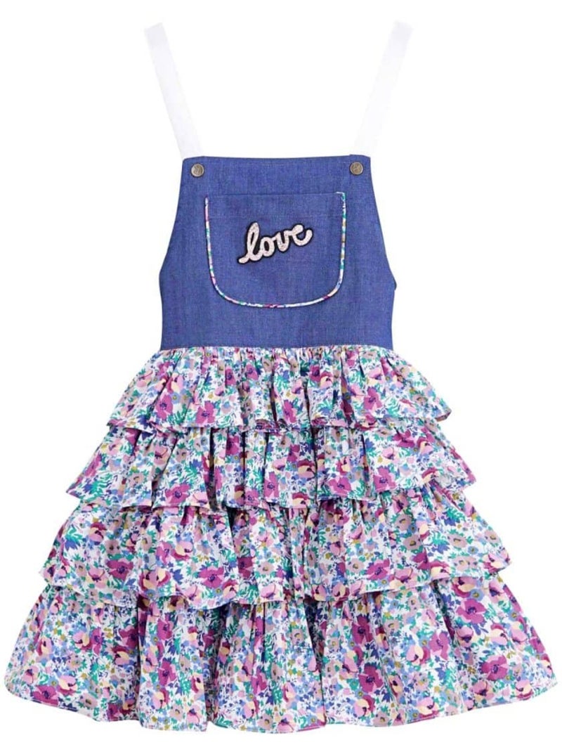 Robe Salopette Liberty   à Volants et Bretelles  GIGI - La Faute à Voltaire Violet - Kiabi
