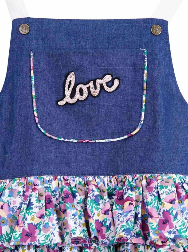 Robe Salopette Liberty   à Volants et Bretelles  GIGI - La Faute à Voltaire Violet - Kiabi