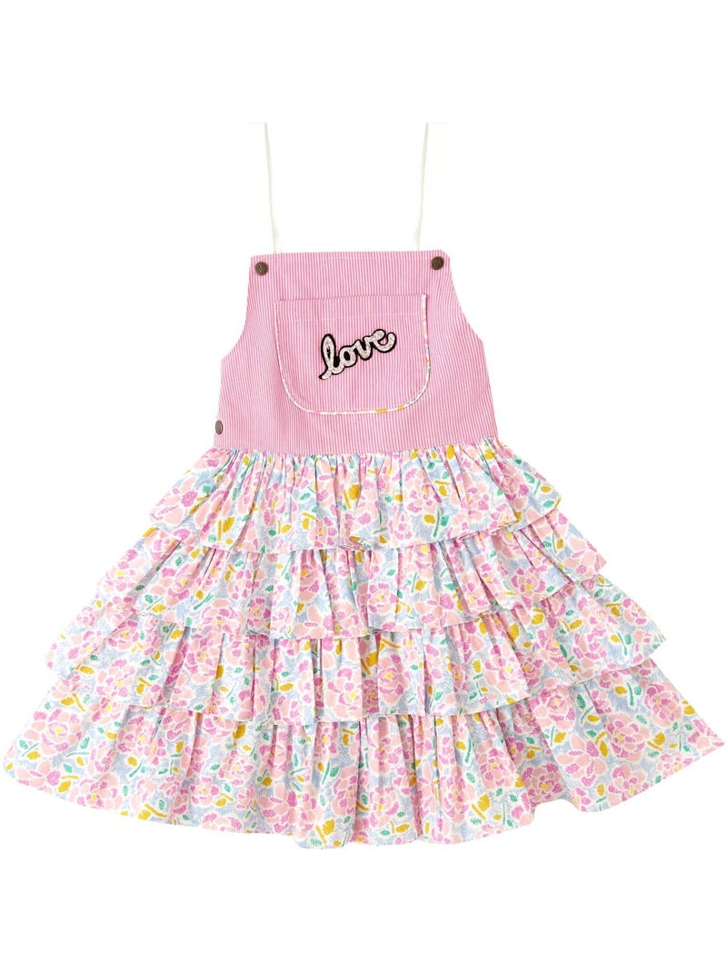 Robe Salopette Liberty     GIGI - La Faute à Voltaire Rose clair - Kiabi