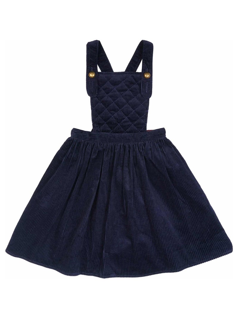 Robe Salopette   Velours    ECOLIÈRE - La Faute à Voltaire Bleu marine - Kiabi