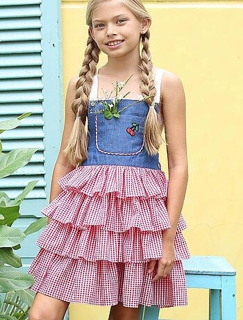 Robe Salopette Vichy à Volants et Bretelles GIGI - La Faute à Voltaire