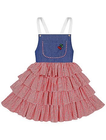 Robe Salopette Vichy à Volants et Bretelles GIGI - La Faute à Voltaire