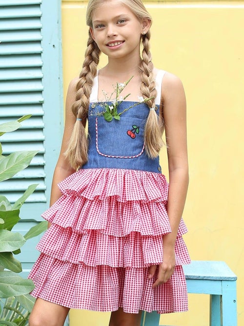 Robe Salopette  Vichy  à Volants et Bretelles  GIGI - La Faute à Voltaire - Kiabi