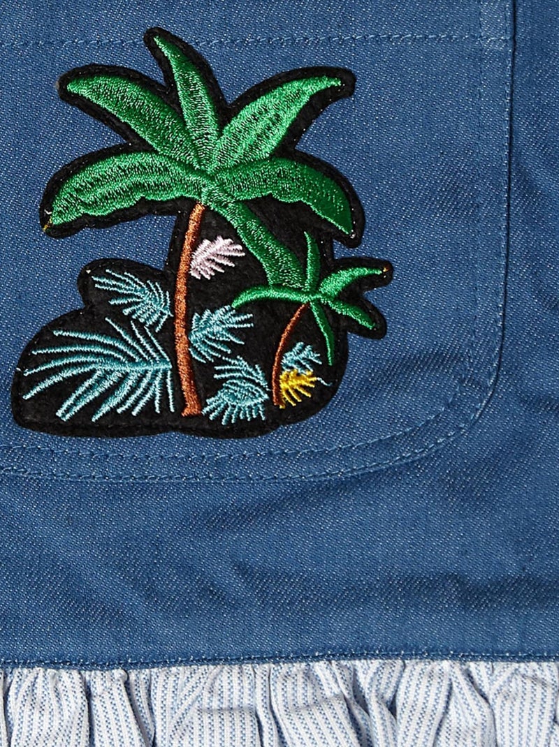 Robe Salopette   Volants Fines Rayures   GIGI - La Faute à Voltaire Bleu Bleu marine Blanc - Kiabi