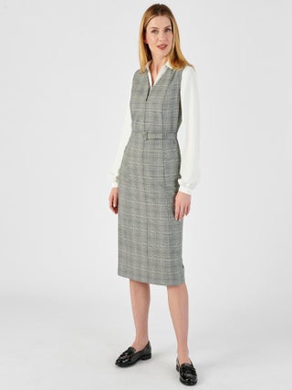 Robe sans manches à carreaux zippée - Damart