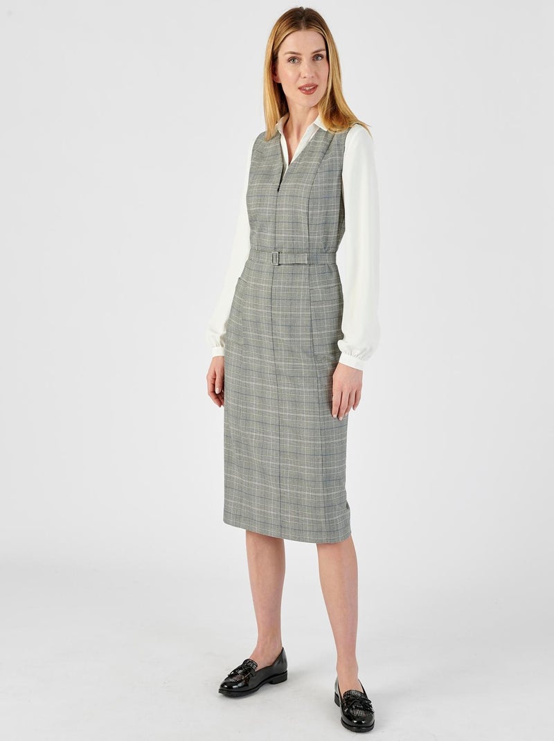 Robe sans manches à carreaux zippée - Damart Gris - Kiabi